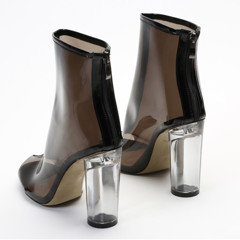 $15 🖤 Black clear heel see through booties